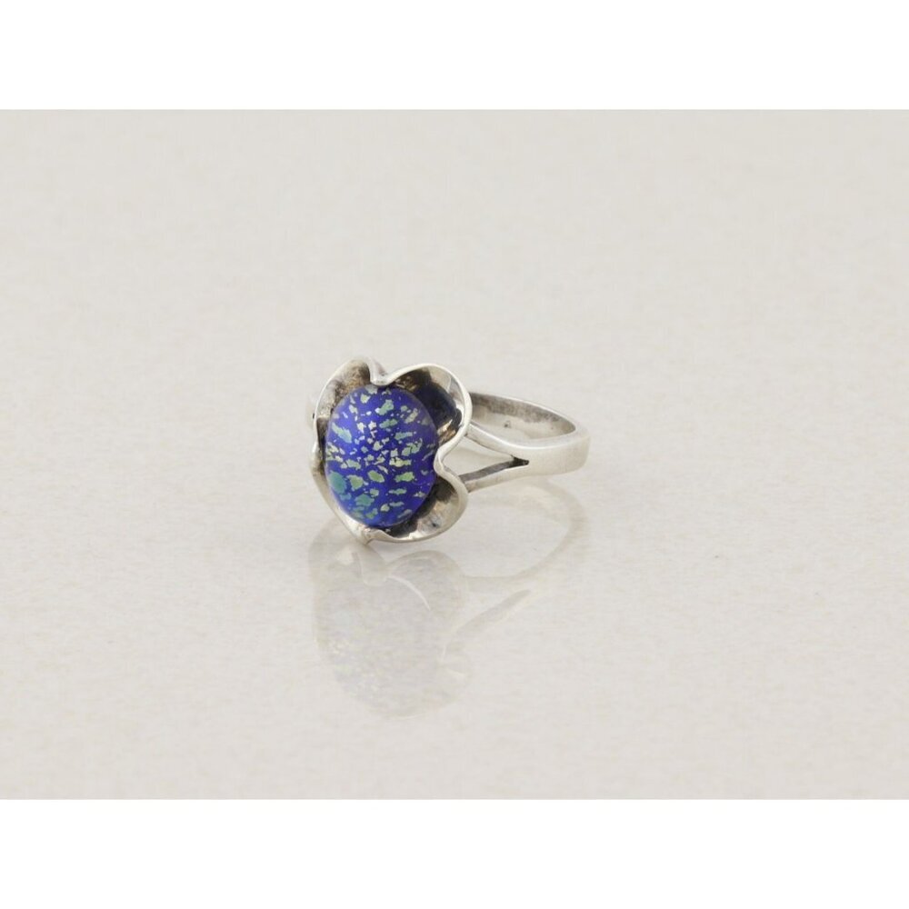 Sterling Silver Blue Foil Opal Ring Size 7 1/4 - Picture 4 of 7